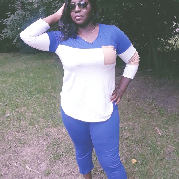 Plus Size Leisure Set-Blue - Picture 2 of 3